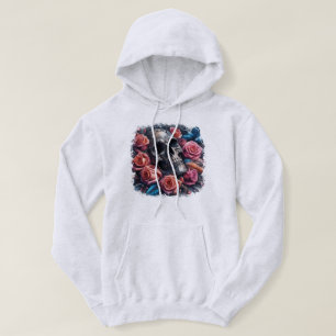 Veste À Capuche Crâne avec Roses et Bluebird