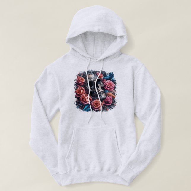 Veste À Capuche Crâne avec Roses et Bluebird (Design devant)