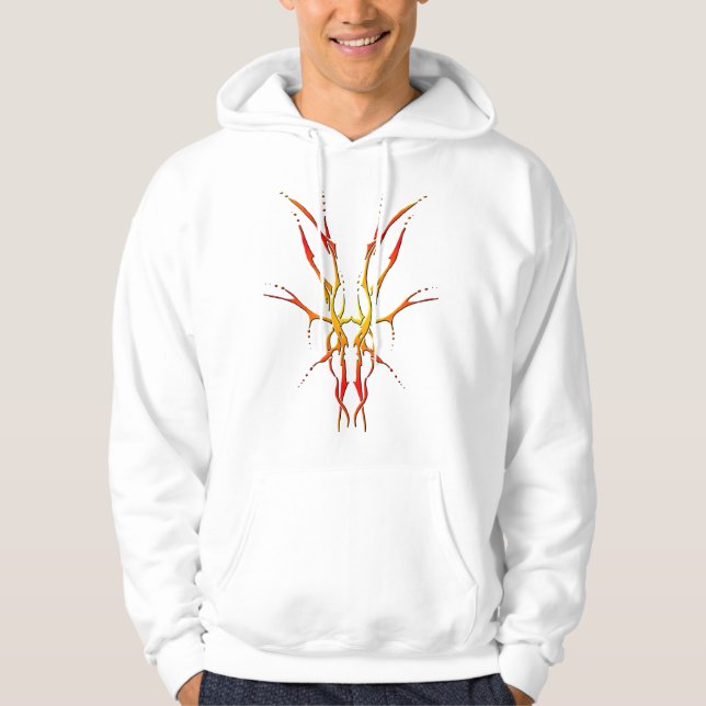 Veste À Capuche Crâne de Cerf Tribal Flamme Design de Chasse (Devant)