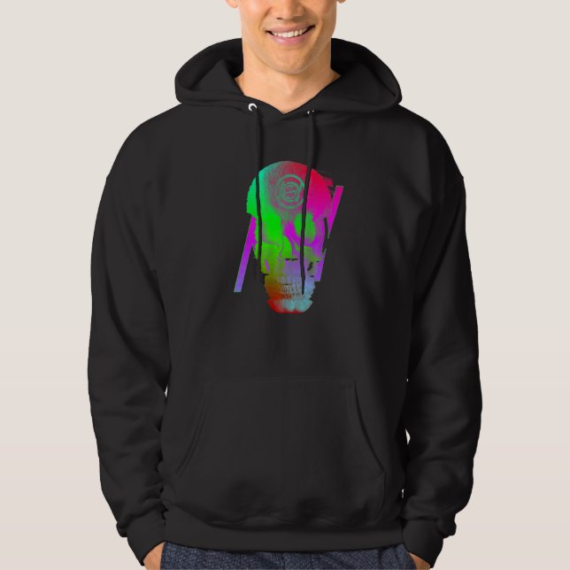 Veste À Capuche Crâne de Fantôme Numérique Glitch (Devant)