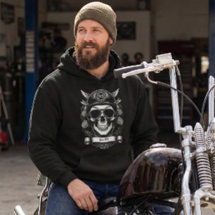 Veste À Capuche Crâne de motard personnalisé double face Moto