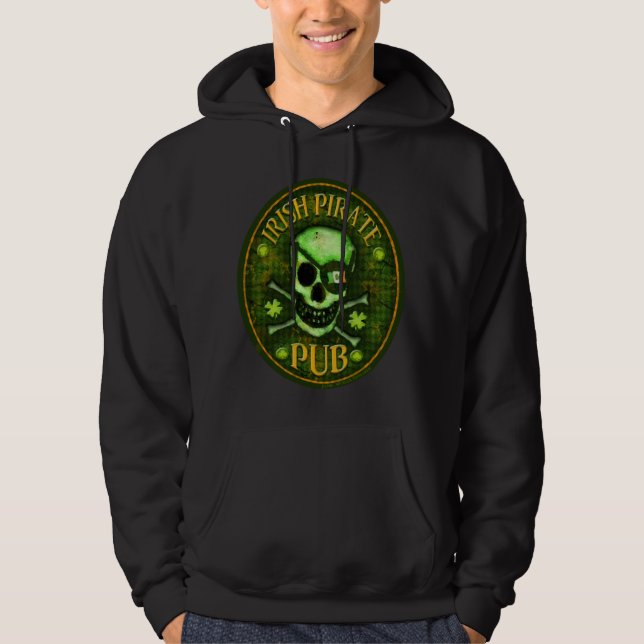 Veste À Capuche Crâne de Pub de pirate du jour de St Patrick (Devant)