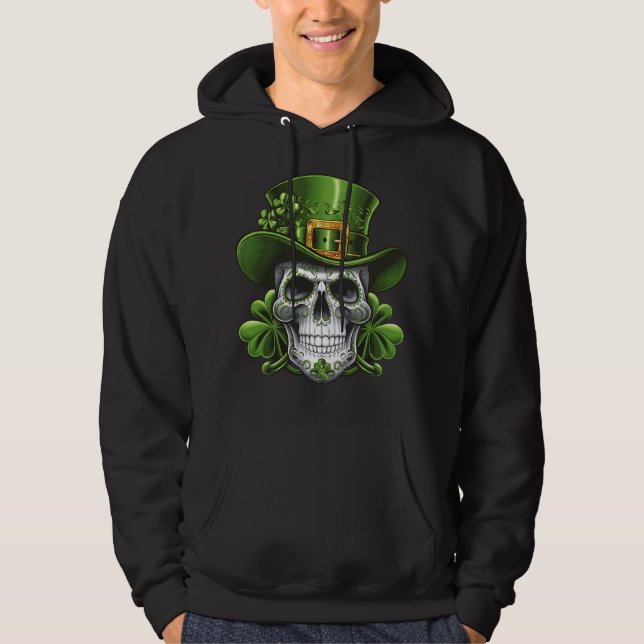 Veste À Capuche Crâne de Sucre St Patrick's Day Trèfle (Devant)