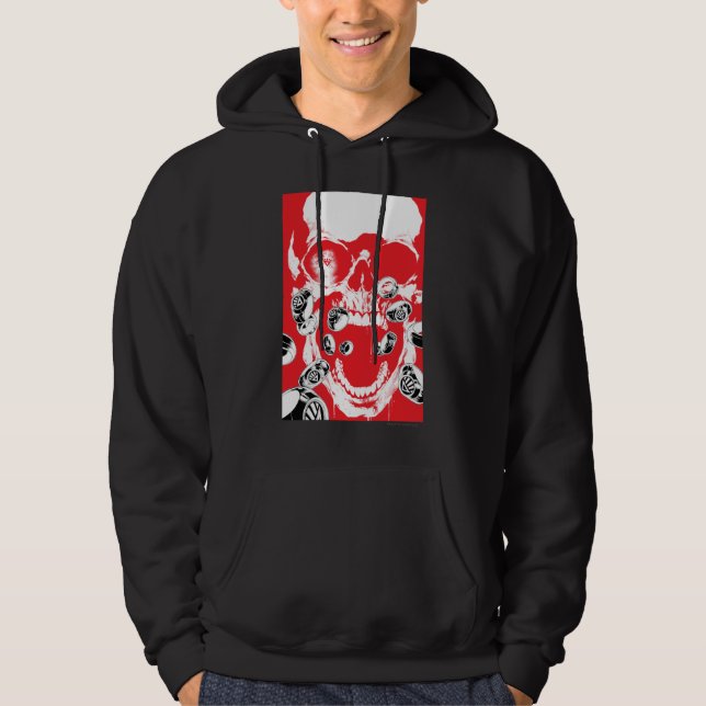Veste À Capuche Crâne et anneaux - Rouge (Devant)