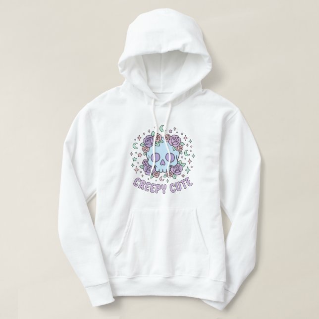 Veste À Capuche Crâne Fleuris Pastel Gothique Art Esthétique Migno (Design devant)