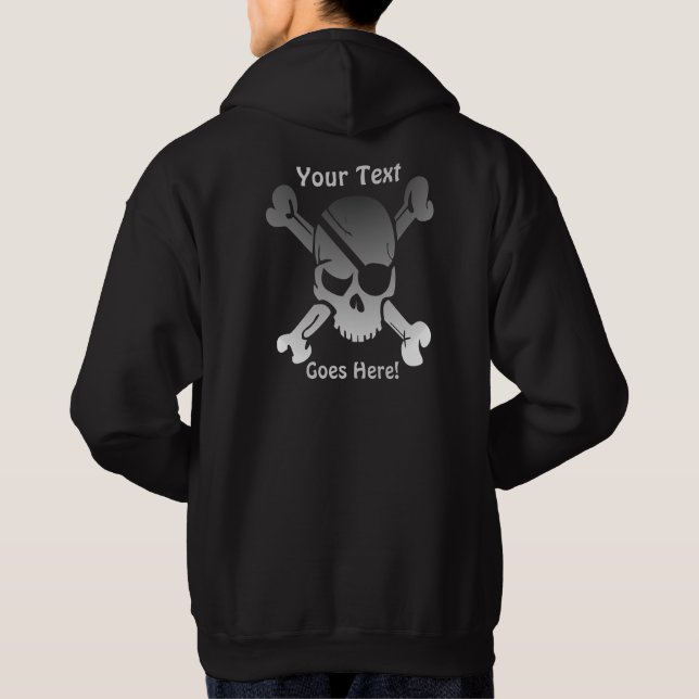 Veste À Capuche Crâne funky pirate avec texte personnalisé (Dos)