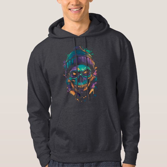 Veste À Capuche Crâne Néon: Graffiti Lumineux (Devant)