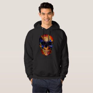 VESTE À CAPUCHE CRÂNE PEINTURE NÉON ABSTRAITE