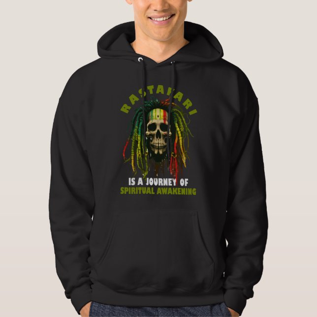 Veste À Capuche Crâne Rasta Dreadlocks Drapeau Éthiopien Reggae Ra (Devant)