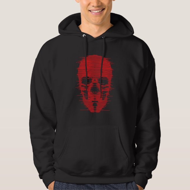 Veste À Capuche Crâne Rouge Art Glitch (Devant)