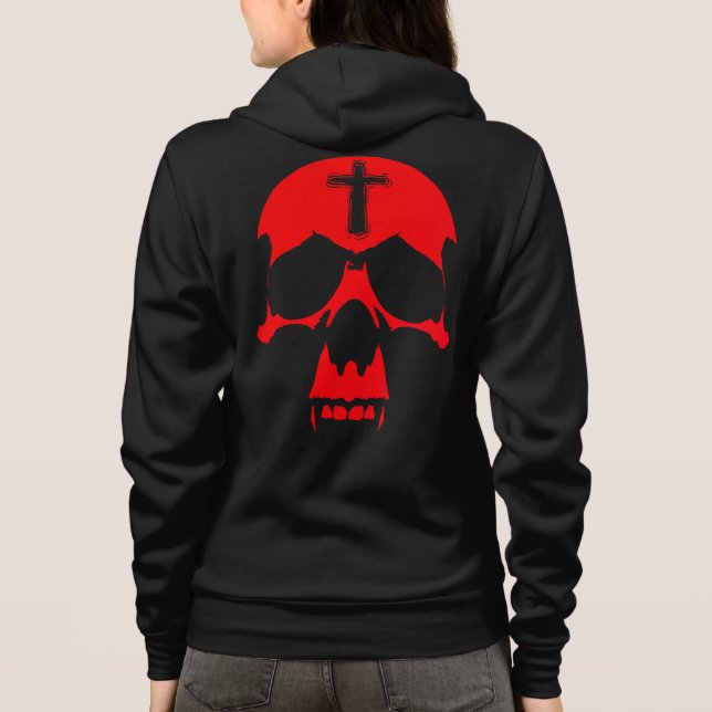 Veste À Capuche Crâne rouge démon conception graphique gothique (Dos)