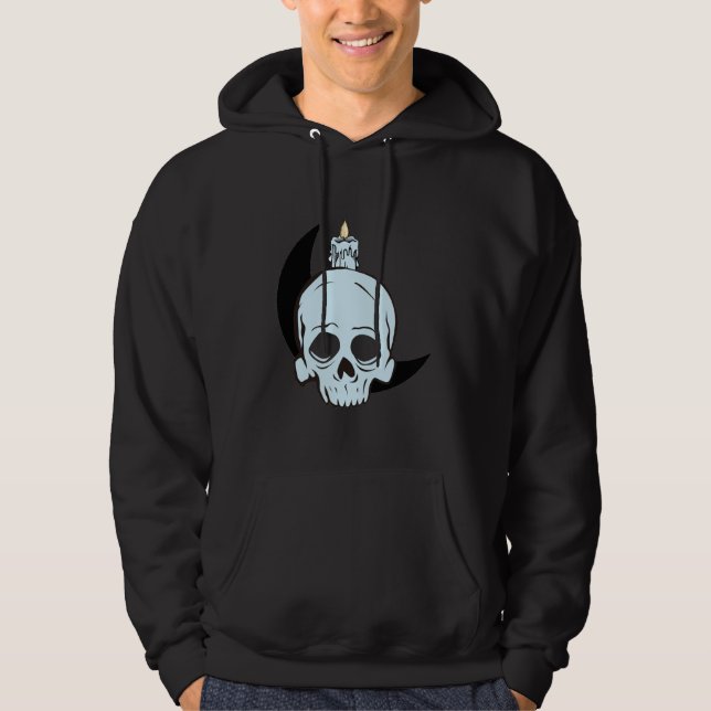 Veste À Capuche Crâne sombre & Bougie Design de Lune | Impression  (Devant)
