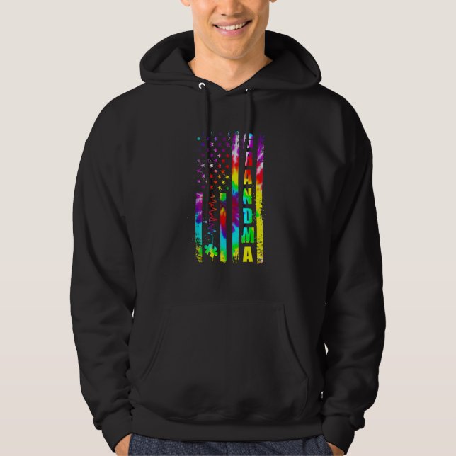 Veste À Capuche Cravate de soutien de grand-mère Sensibilisation s (Devant)