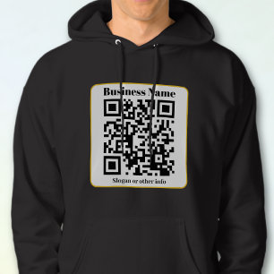 Veste À Capuche Create Your Own QR Code Black White Gold Border