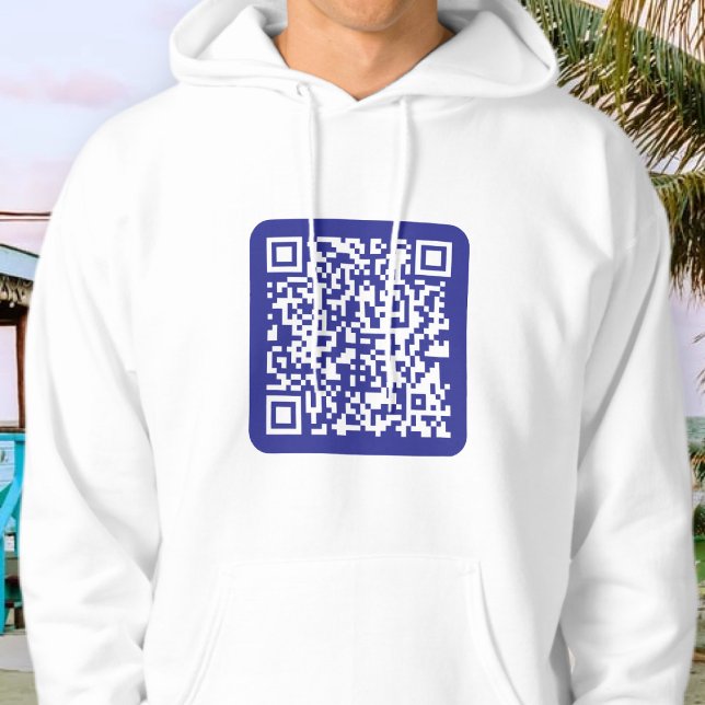 Veste À Capuche Créer un code QR scannable | Bleu foncé modifiable (Créateur téléchargé)