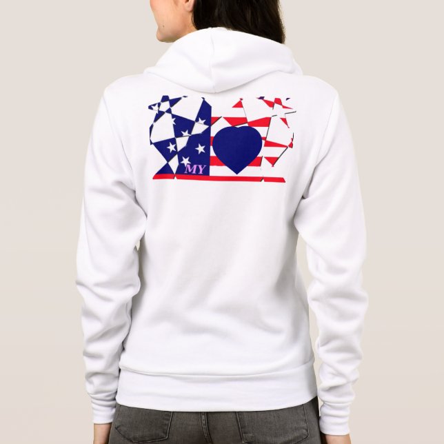 Veste À Capuche Créez votre propre blanc rouge et bleu (Dos)