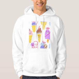 Veste À Capuche Crèmes glacées Kawaii, motif mignon et sans soudur