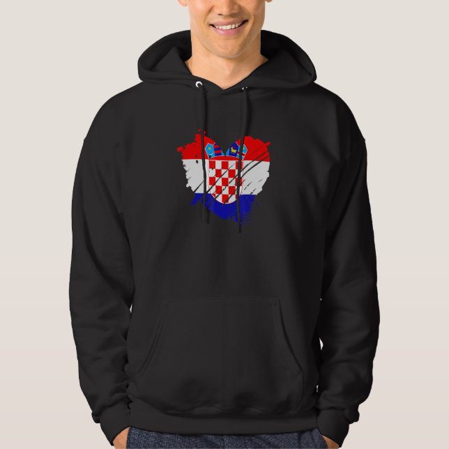 Veste À Capuche Croatie Drapeau J'Aime Croatie C'Est Dans Mon Adn  (Devant)