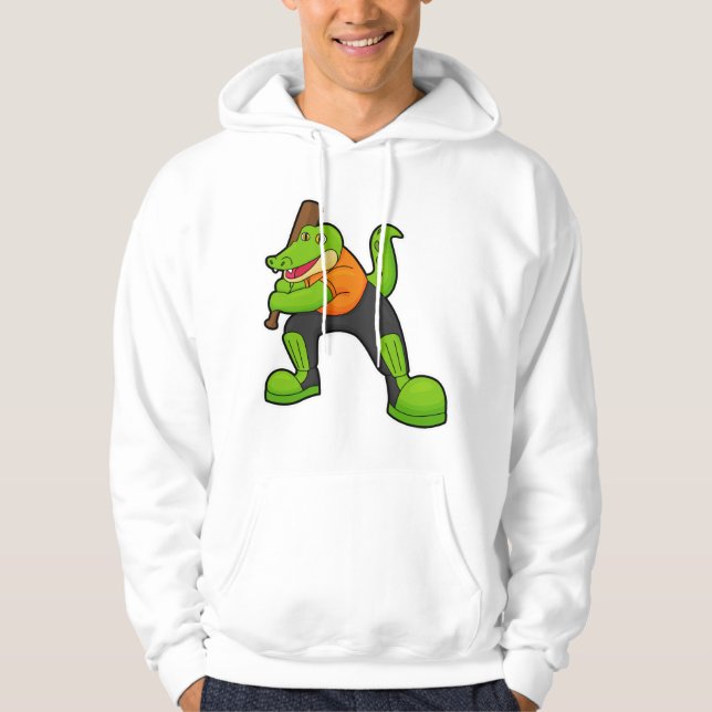 Veste À Capuche Crocodile au cricket avec batte de cricket (Devant)