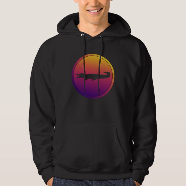 Veste À Capuche Crocodile Synthwave Rétro-onde Animal Sauvage (Devant)