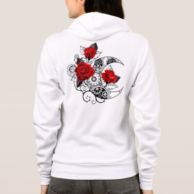 Veste À Capuche Croissant Mécanique avec Roses Rouges (Dos)