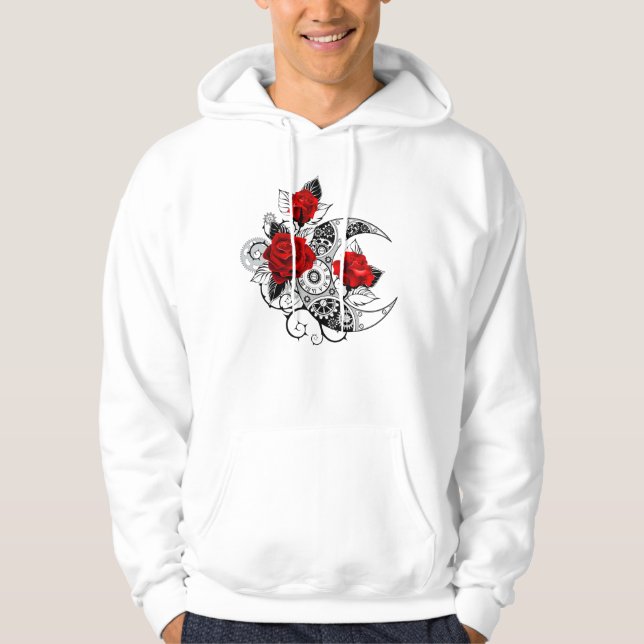 Veste À Capuche Croissant mécanique avec roses rouges (Devant)