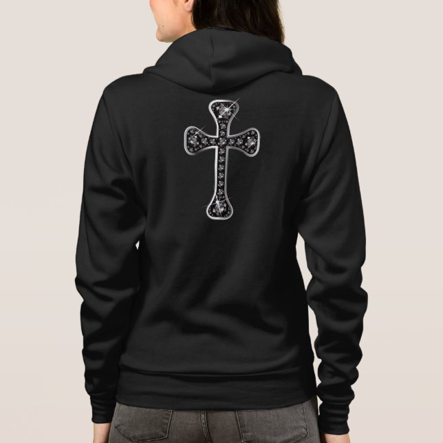 Veste À Capuche Croix chrétienne avec des pierres de "onyx" (Dos)