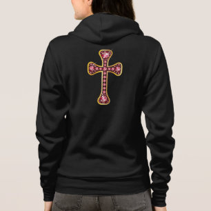 Veste À Capuche Croix chrétienne avec pierres "rubis"