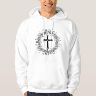 Veste À Capuche Croix chrétienne Jésus avec Sunburst pour hommes f