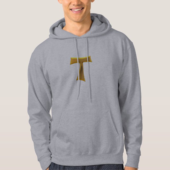 Veste À Capuche Croix de Tau franciscaine en 3D d'or (Devant)