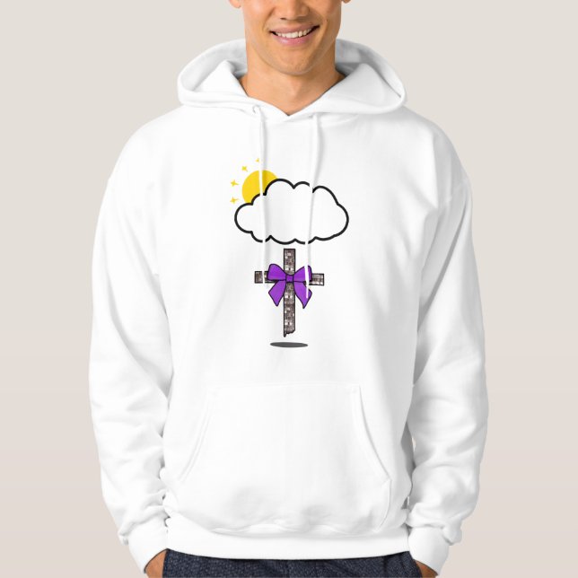 Veste À Capuche Croix d'inspiration chrétienne sous les nuages (Devant)