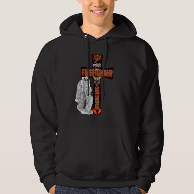 Veste À Capuche Croix et prière pour pompiers et pompier (Devant)