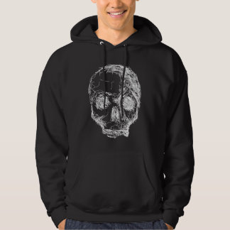 Veste À Capuche Croquis de crâne. Blanc