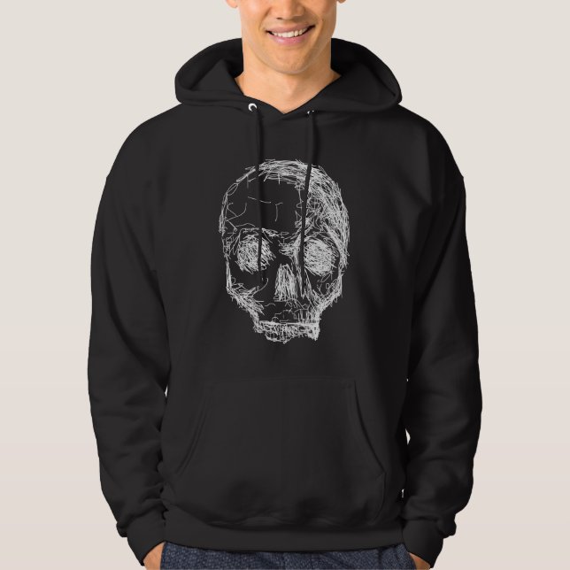 Veste À Capuche Croquis de crâne. Blanc (Devant)