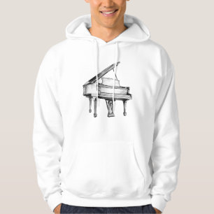 Veste À Capuche Croquis de piano à queue dessin noir et blanc