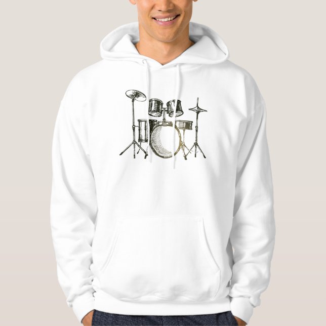 Veste À Capuche Croquis de tambour rythmique (Devant)