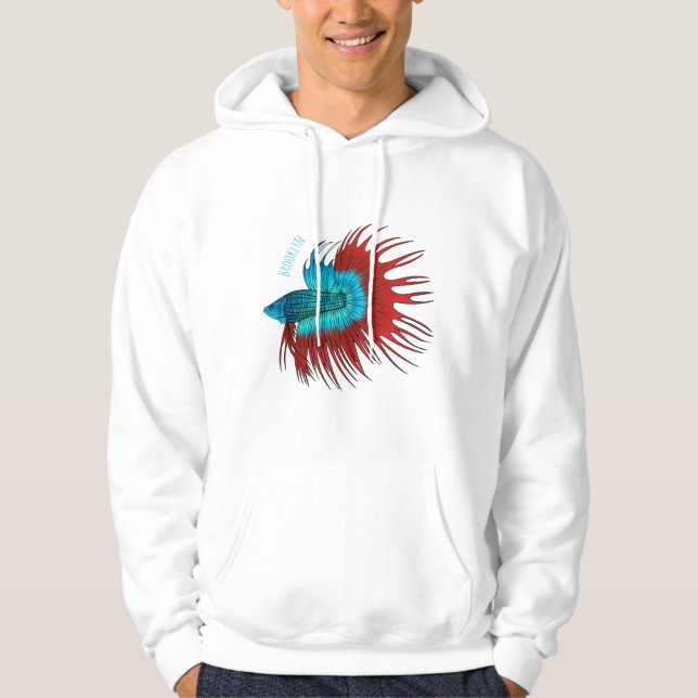 Veste À Capuche Crowntail betta fish dessin animé (Devant)