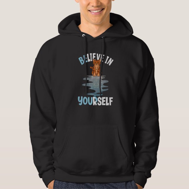 Veste À Capuche Croyez En Vous-Même Joli Chat Roux Tigre Reflecti (Devant)