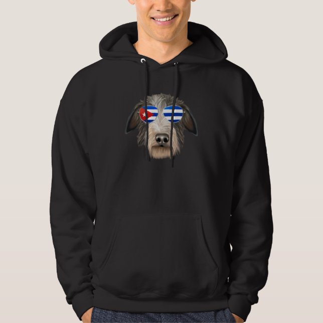 Veste À Capuche Cuban Flag Scottish Deerhound Dog Cuba Pocket (Devant)