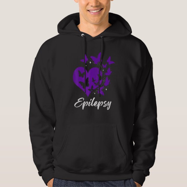 Veste À Capuche Cure Epilepsy Awareness Day Warrior Butterfly Purp (Devant)