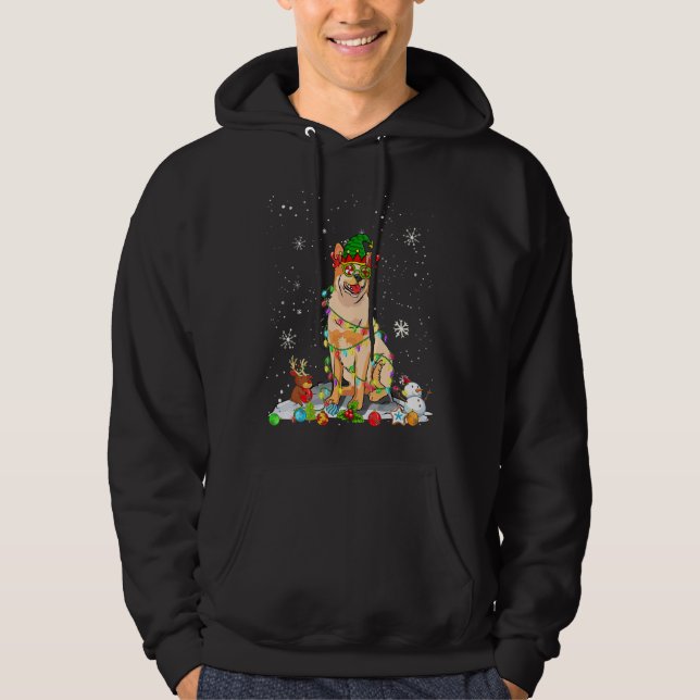 Veste À Capuche Cute Australian Cattle Dog Elf Hat Christmas Light (Devant)