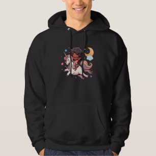 Veste À Capuche Cute Black Girl Unicorn Africaine Américaine Femme