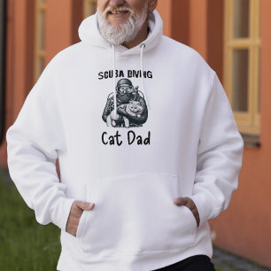 Veste À Capuche Cute Black sur White Plongée Plongée Chat Papa