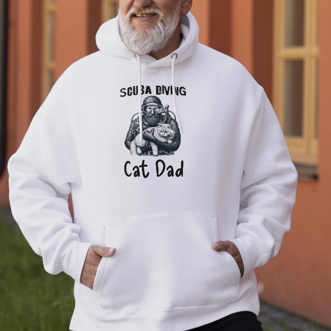 Veste À Capuche Cute Black sur White Plongée Plongée Chat Papa (Créateur téléchargé)