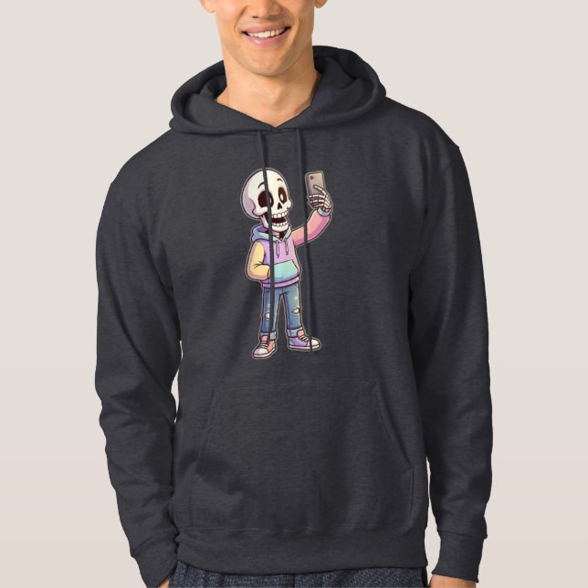 Veste À Capuche Cute Cartoon Skeleton Selfie - Full Body Trendy  (Devant)