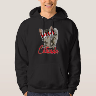 Veste À Capuche Cute Catane Canada Chat Feuille d'érable Drapeau c