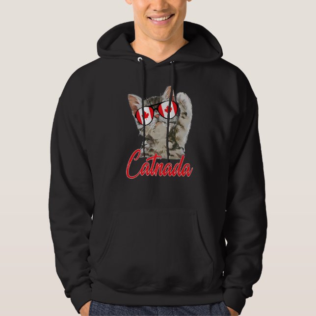 Veste À Capuche Cute Catane Canada Chat Feuille d'érable Drapeau c (Devant)