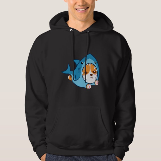Veste À Capuche Cute Corgi Requin (Devant)