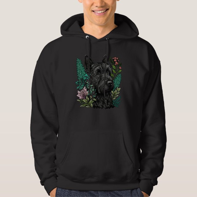 Veste À Capuche Cute Flower Scottie summer Floral Scottish Terrier (Devant)