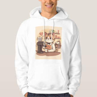 Veste À Capuche Cute Funny Cozy Cartoon Barista Cat Hoodie T-shirt